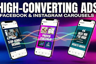 design carousel ads, square images for facebook and instagram