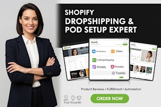 setup shopify ali review dsers cjdropshipping printify trendsi printiful website