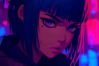 create anime cyberpunk illustration
