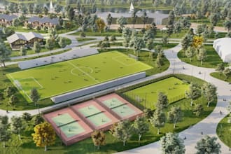 relayout resort masterplan,recreational architecture, central park cgi rendering