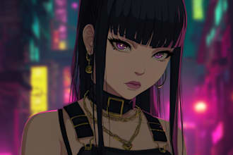 create cyberpunk anime style illustration for you