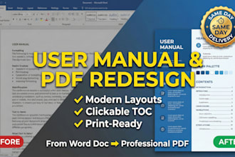 redesign or recreate your user manual, user guide, and booklet PDF