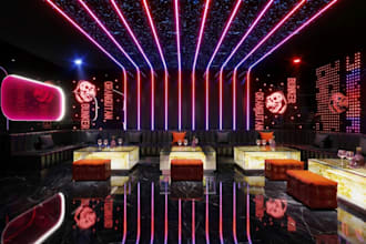 3d interior design lounge, bar, night club, cafe, restaurant