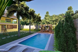 do backyard landscape design with realistic 3d landscape rendering outdoor area
