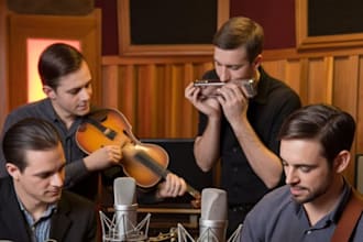 record country music mandolin, fiddle, harmonica, banjo recording for your song