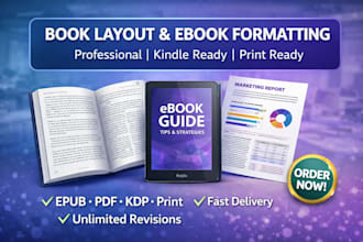design book layout design, formatting, ebook PDF  report design