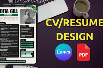 design a professional resume, cv in canva