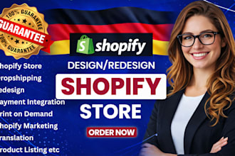 design, redesign german shopify store website, design shopify dropshipping store