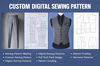draft professional sewing patterns for blazers ,coats and tailored garment