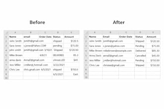 clean and organize excel or CSV files