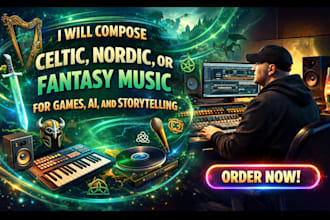 compose celtic, nordic, or fantasy music for games, ai, and storytelling