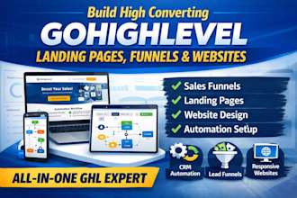 build gohighlevel landing page, funnel and website with automation