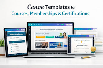 design canva template for courses and membership platform, certification