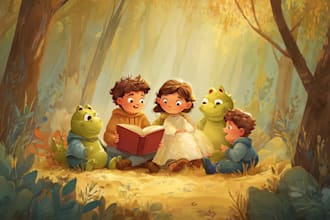 illustrate a childrens book series with magical art