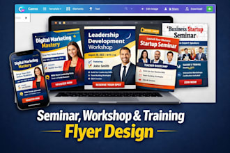 design seminar poster, workshop flyer,training flyer,education flyer,canva flyer