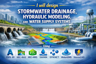design stormwater drainage, hydraulic modeling, and water supply systems