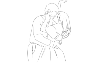 draw custom faceless couple line art for gifts and decor from photo