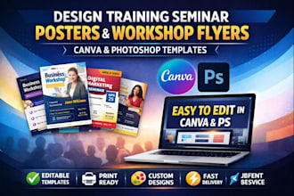 design canva training seminar poster, and workshop flyer, social media template