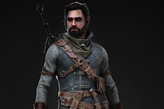 model 3d modular character, warrior model, game asset,ue5 rig3d model,uv texture