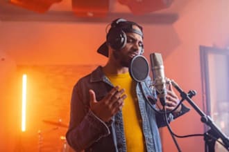 sing soulful christian song as male gospel singer, and gospel choir