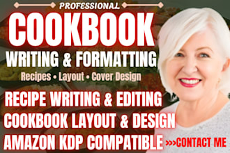 do amazon KDP cookbook design and recipe cookbook formatting