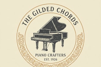 design a vintage piano logo with classic musical elegance
