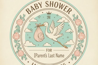 design a vintage baby shower logo with sweet classic charm