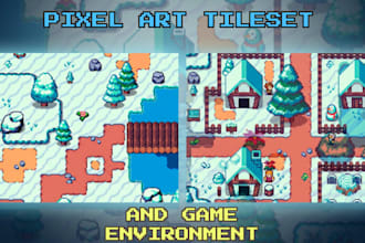 create custom pixel art tilesets, tilemap, 2d map for rpgmaker mv, mz games