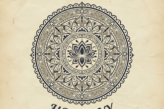design a vintage mandala logo with timeless spiritual elegance