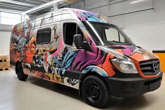 draw clean and professional car wrap, vehicle wrap design