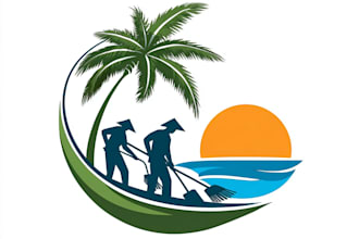 design beach landscape and lawn care logo