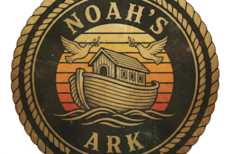 design a vintage noahs ark logo with classic biblical charm