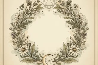 design vintage botanical, mystic, logo design illustration
