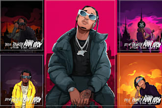 draw cartoon mixtape cover art, cartoon album cover
