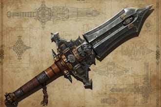 design unique weapons illustrations, assets and props