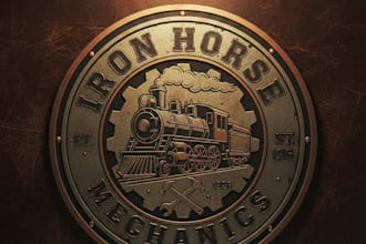 design a vintage machine logo with classic industrial style
