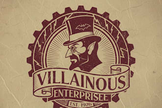 design a vintage villain logo with classic dark style