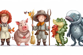 design high quality human and animal cartoon logo characters