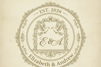 design a vintage wedding logo with timeless elegant charm