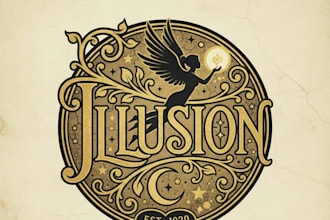 design a vintage illusion logo with classic mysterious style