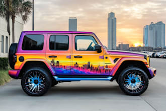 draw clean and professional car wrap, vehicle wrap design