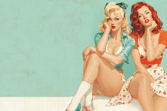 pin up girl and pin up girl illustration