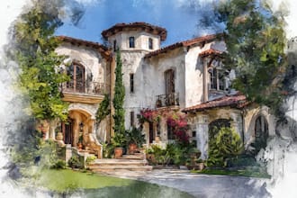 do transform your house or building photo into custom watercolor art