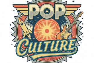 design a vintage pop culture logo with classic retro style