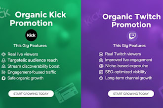 promote your kick, twitch channel to bring organic live viewers using ads, SEO
