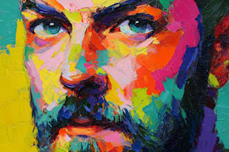 expressive colorful abstract portrait painting