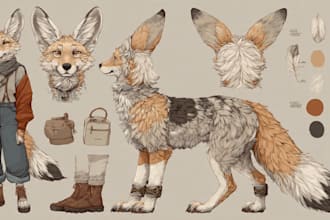 design a detailed furry reference sheet for your fursona