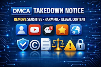 takedown, remove defamatory and harassing content under dmca