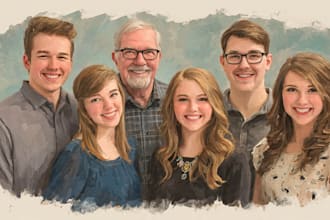 draw a realistic family or group portrait from a photo