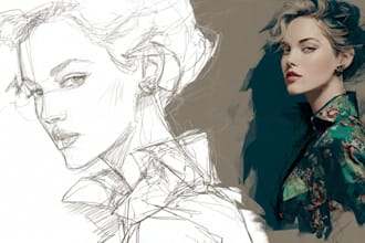 draw a fashion or editorial illustration, sketch, commercial concept art